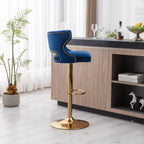Luxury Royal Blue Velvet Bar Lounge Chair with Gold Base