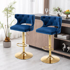Luxury Royal Blue Velvet Bar Lounge Chair with Gold Base