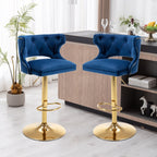 Luxury Royal Blue Velvet Bar Lounge Chair with Gold Base