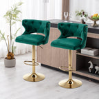 Luxury Royal Green Velvet Bar Lounge Chair with Gold Base