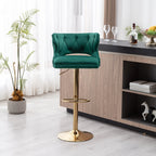 Luxury Royal Green Velvet Bar Lounge Chair with Gold Base