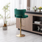 Luxury Royal Green Velvet Bar Lounge Chair with Gold Base
