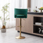 Luxury Royal Green Velvet Bar Lounge Chair with Gold Base