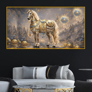 Luxury Royal Horse Fantasy Crystal Glass Wall Painting