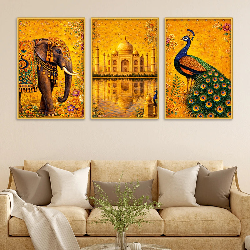 Luxury Royal India Canvas Wall Painting Set of Three