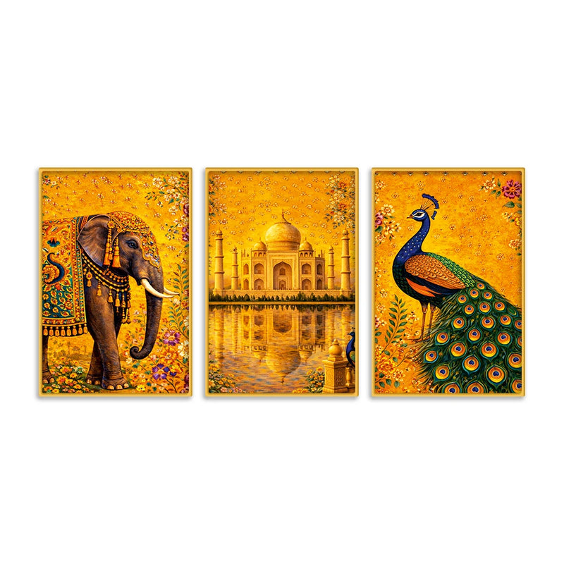 Luxury Royal India Canvas Wall Painting Set of Three