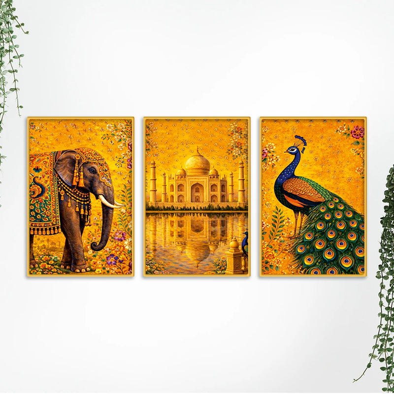 Luxury Royal India Canvas Wall Painting Set of Three