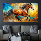 Luxury Running Horse Floating Frame Crystal Wall Painting