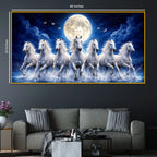 Luxury Running White Horses Crystal Glass Wall Painting