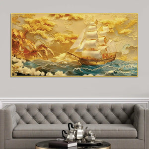 Luxury Sailing Ship Canvas Painting for Wall Decor