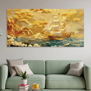 Luxury Sailing Ship Canvas Painting for Wall Decor