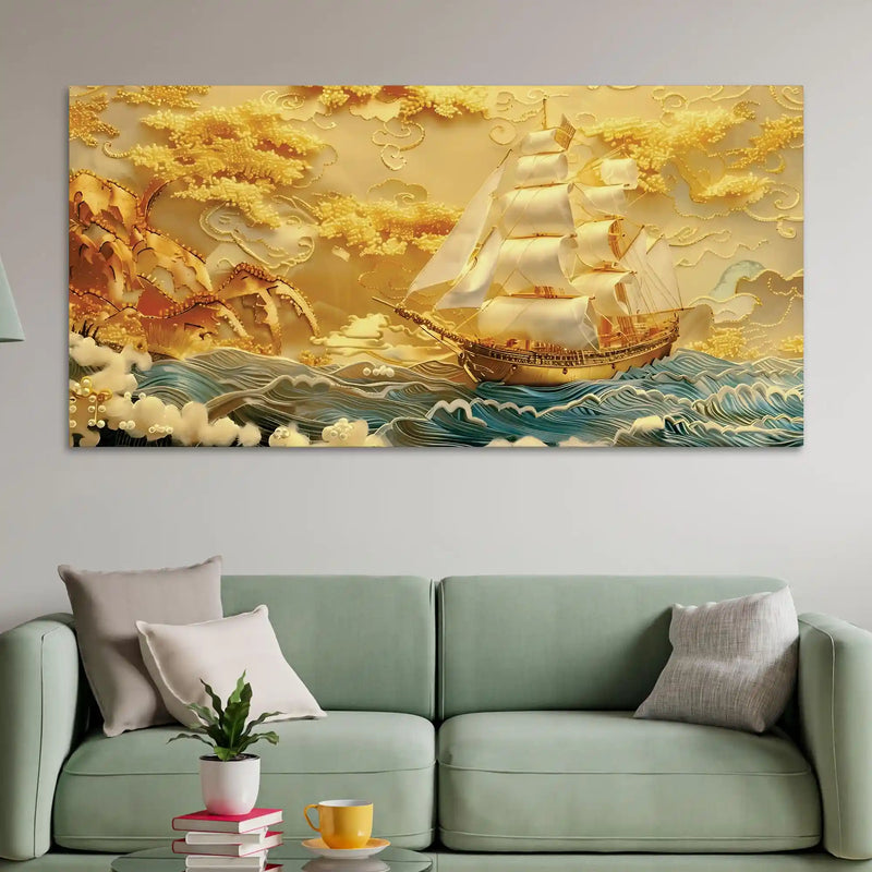 Luxury Sailing Ship Canvas Painting for Wall Decor