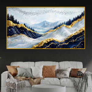 Luxury Scenic Mountain & Birds Wall Décor Crystal Glass Painting
