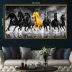 Luxury Seven Horses Floating Frame Crystal Wall Painting for Living Room