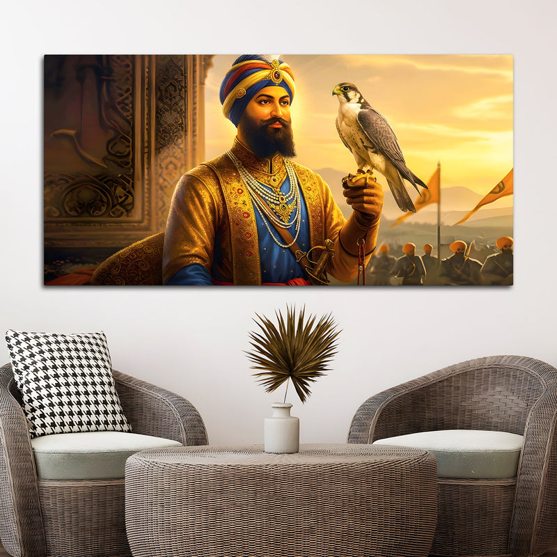 Luxury Sikh Guru Spiritual Canvas Painting for Home & Office
