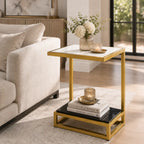 Luxury Sofa Side Table with Marble Shelves
