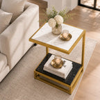 Luxury Sofa Side Table with Marble Shelves