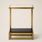 Luxury Sofa Side Table with Marble Shelves