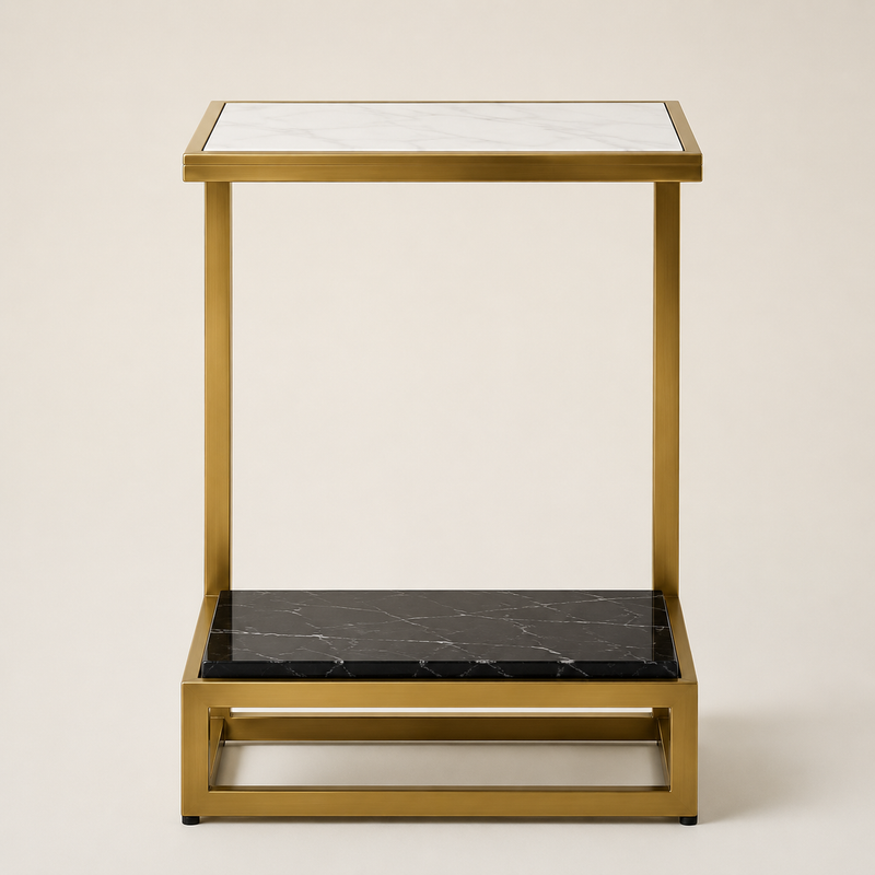 Luxury Sofa Side Table with Marble Shelves