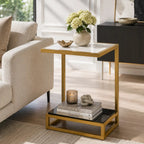 Luxury Sofa Side Table with Marble Shelves