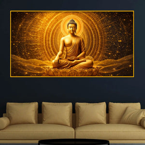 Luxury Spiritual Buddha Artwork Crystal Glass Painting for Home Décor