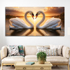 Luxury Swan Couple Wall Art Painting for Romantic Interiors