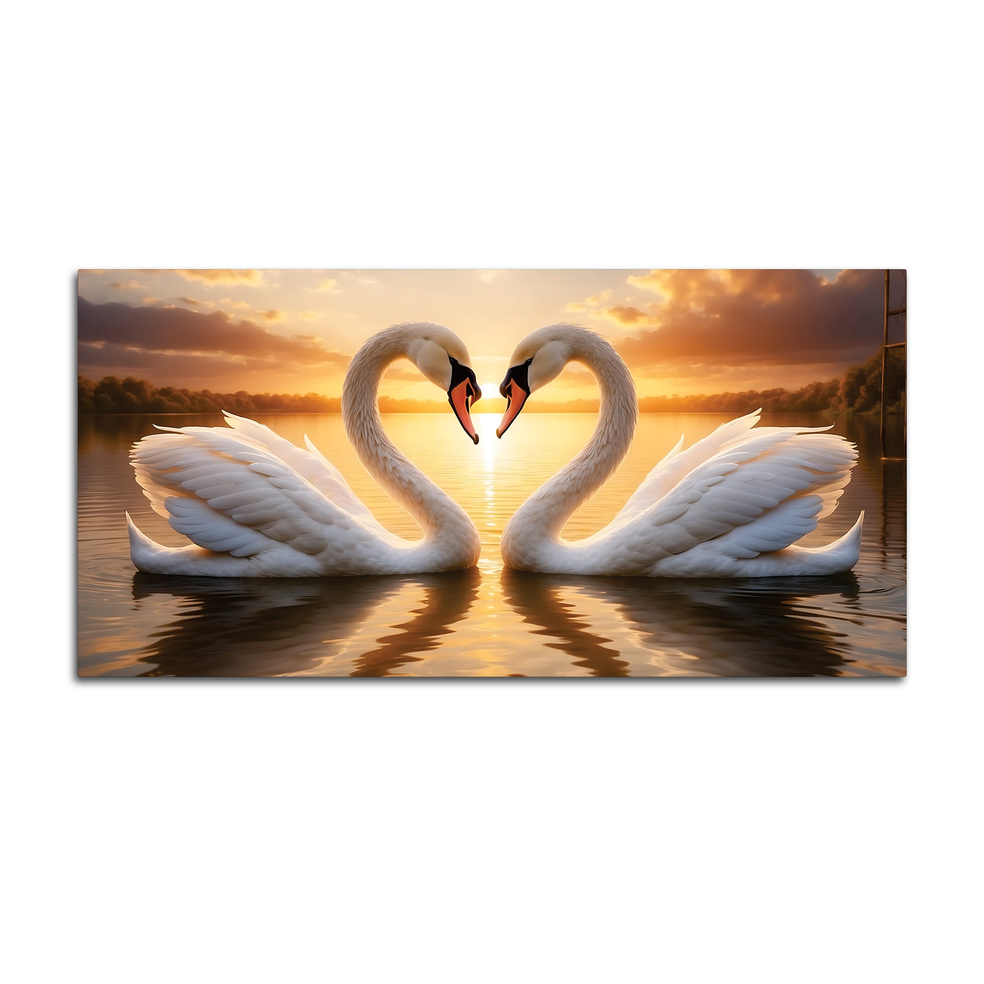 Luxury Swan Couple Wall Art Painting for Romantic Interiors