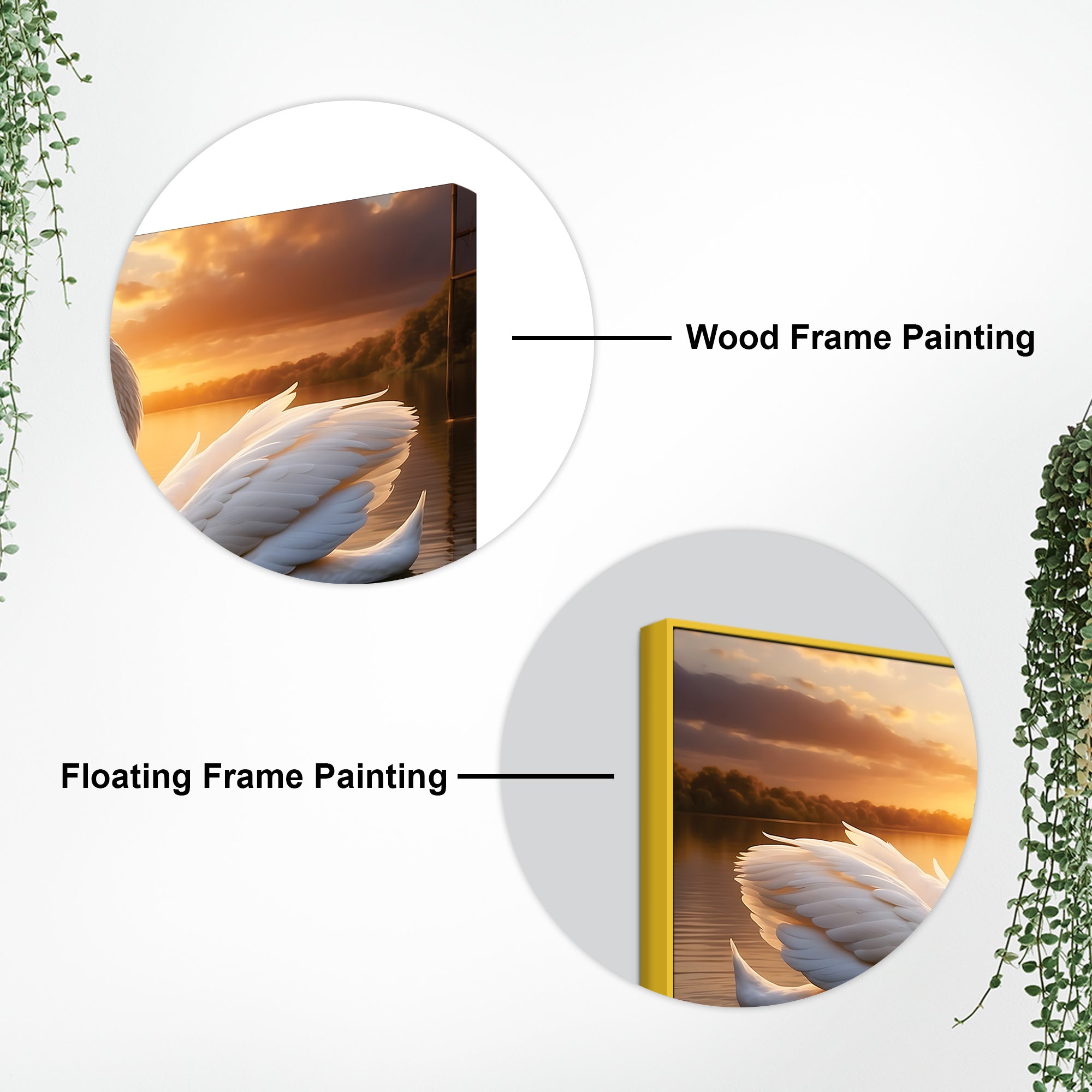 Luxury Swan Couple Wall Art Painting for Romantic Interiors