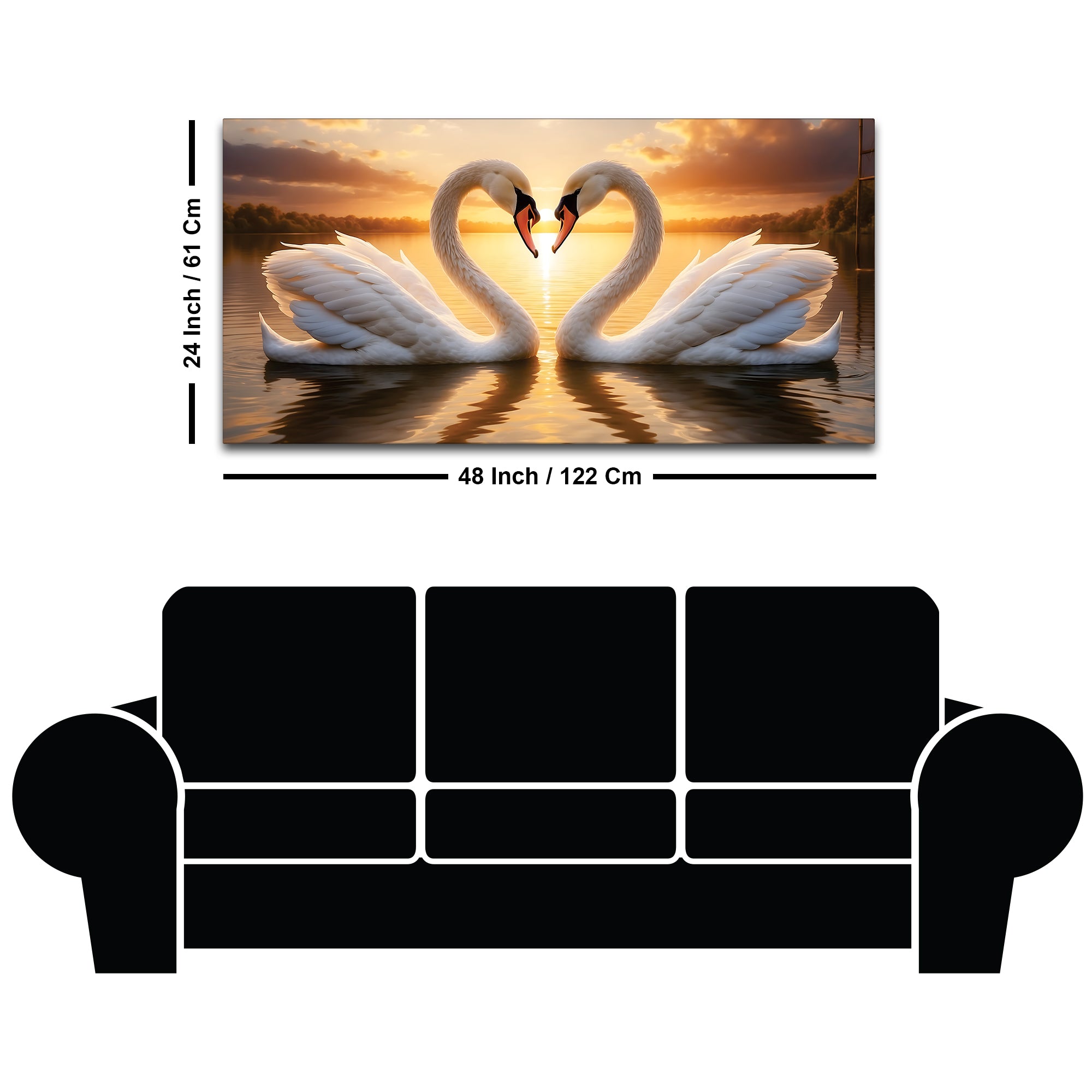 Luxury Swan Couple Wall Art Painting for Romantic Interiors