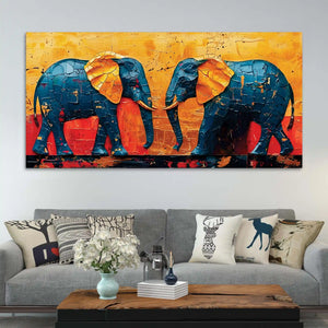 Luxury Textured Elephant Canvas Wall Painting for Bedroom and Living Room