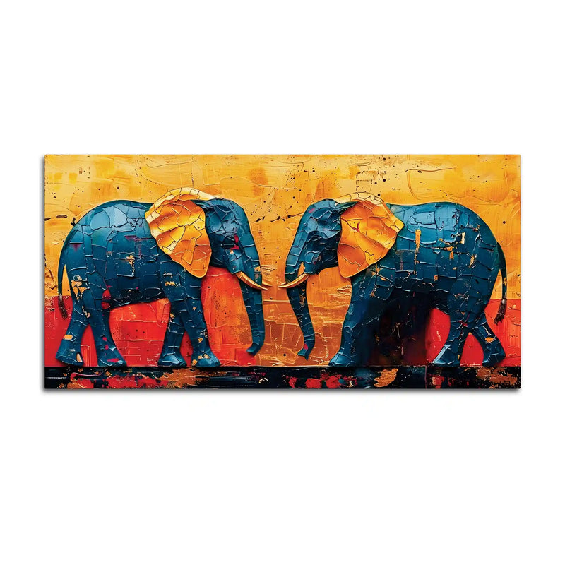 Luxury Textured Elephant Canvas Wall Painting for Bedroom and Living Room