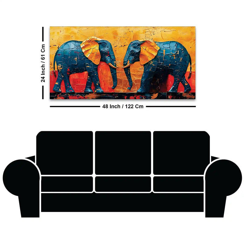 Luxury Textured Elephant Canvas Wall Painting for Bedroom and Living Room