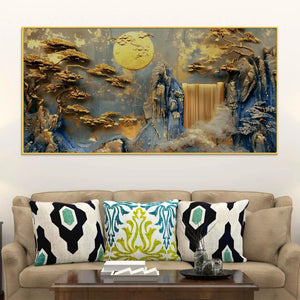 Luxury Textured Mountain Scene Abstract Canvas Painting for Home Decor