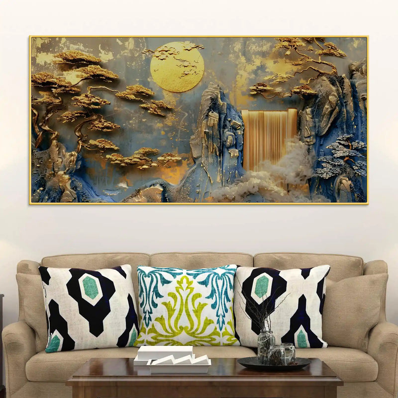 Luxury Textured Mountain Scene Abstract Canvas Painting for Home Decor
