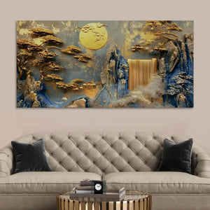 Luxury Textured Mountain Scene Abstract Canvas Painting for Home Decor