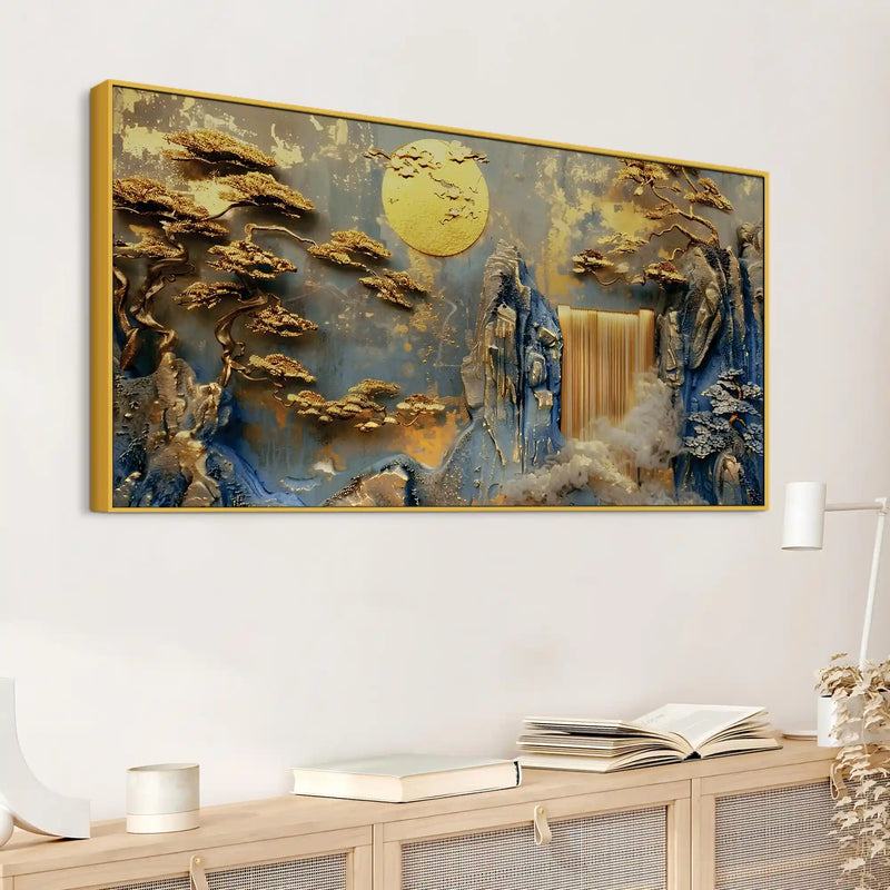 Luxury Textured Mountain Scene Abstract Canvas Painting for Home Decor