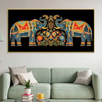 luxury-twin-elephant-traditional-indian-pattern-canvas-wall-painting