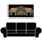 Luxury Twin Elephant Traditional Indian Pattern Canvas Wall Painting