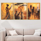 Luxury Warm Tone Acrylic Painting Set of 3