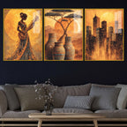 Luxury Warm Tone Acrylic Painting Set of 3