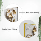 Luxury White and Golden Bloom Floral 3D Effect Canvas Wall Painting