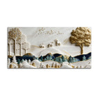 Luxury White and Golden Deer Forest Landscape 3D Canvas Wall Painting