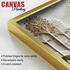 Luxury White and Golden Deer Forest Landscape 3D Canvas Wall Painting