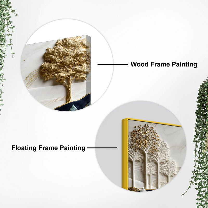 Luxury White and Golden Deer Forest Landscape 3D Canvas Wall Painting