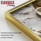Luxury White and Golden Lord Ganesha with Peacock 3D Effect Canvas Wall Painting