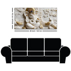Luxury White and Golden Lord Ganesha with Peacock 3D Effect Canvas Wall Painting