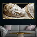 Luxury White and Golden Reclining Buddha 3D Canvas Wall Painting