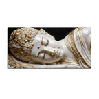 Luxury White and Golden Reclining Buddha 3D Effect Canvas Wall Painting