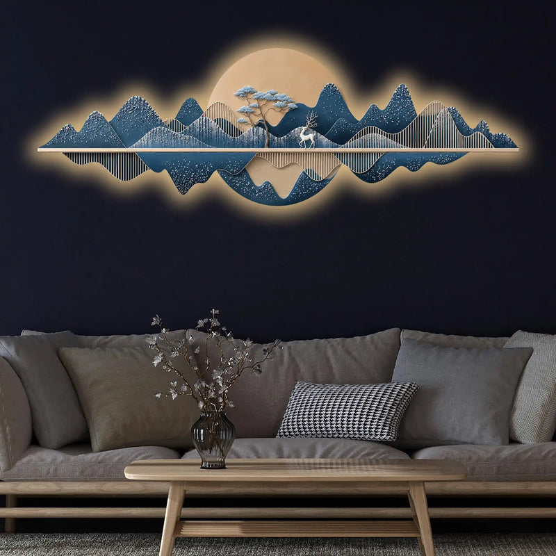 Luxury White Deer Landscape Premium Crystal Glass Backlit LED Painting