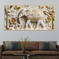 Luxury White & Gold Elephant 3D Canvas Wall Painting